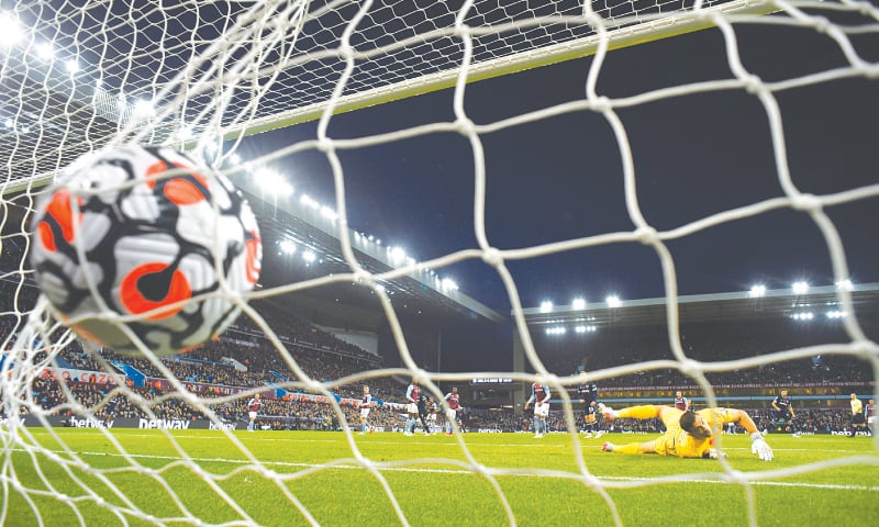 premier league ball inside the back of the net