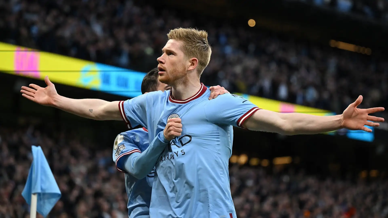 Kevin De Bruyne celebrating a goal.