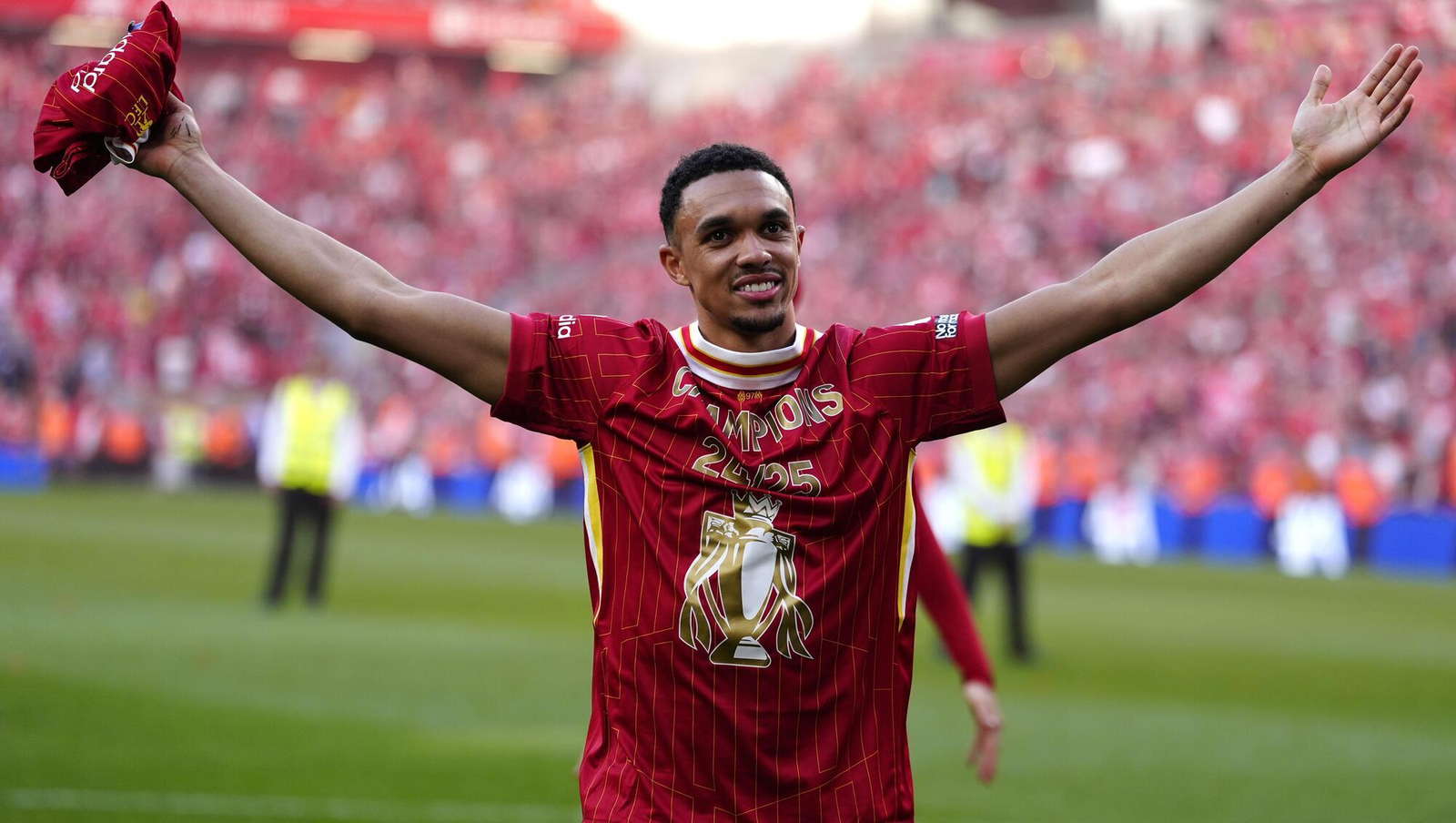 Trent Alexander-Arnold celebrating winning the UEFA Champions League