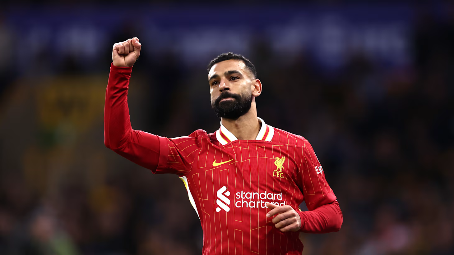 Mo Salah celebrating a goal.